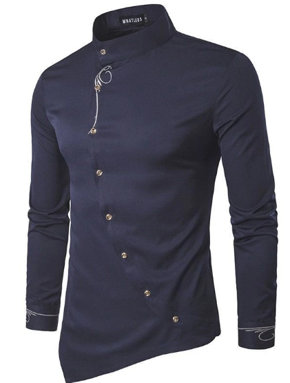 Fit Long Sleeve Embroidery Men Shirt
