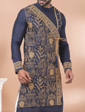Navy Blue Designer Festive Wear Viscose Kurta Pajama